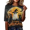 Women's Casual Loose Fit Short Sleeve T-Shirt Round Neck Lightweight Halloween Graphic Top for Everyday Wear