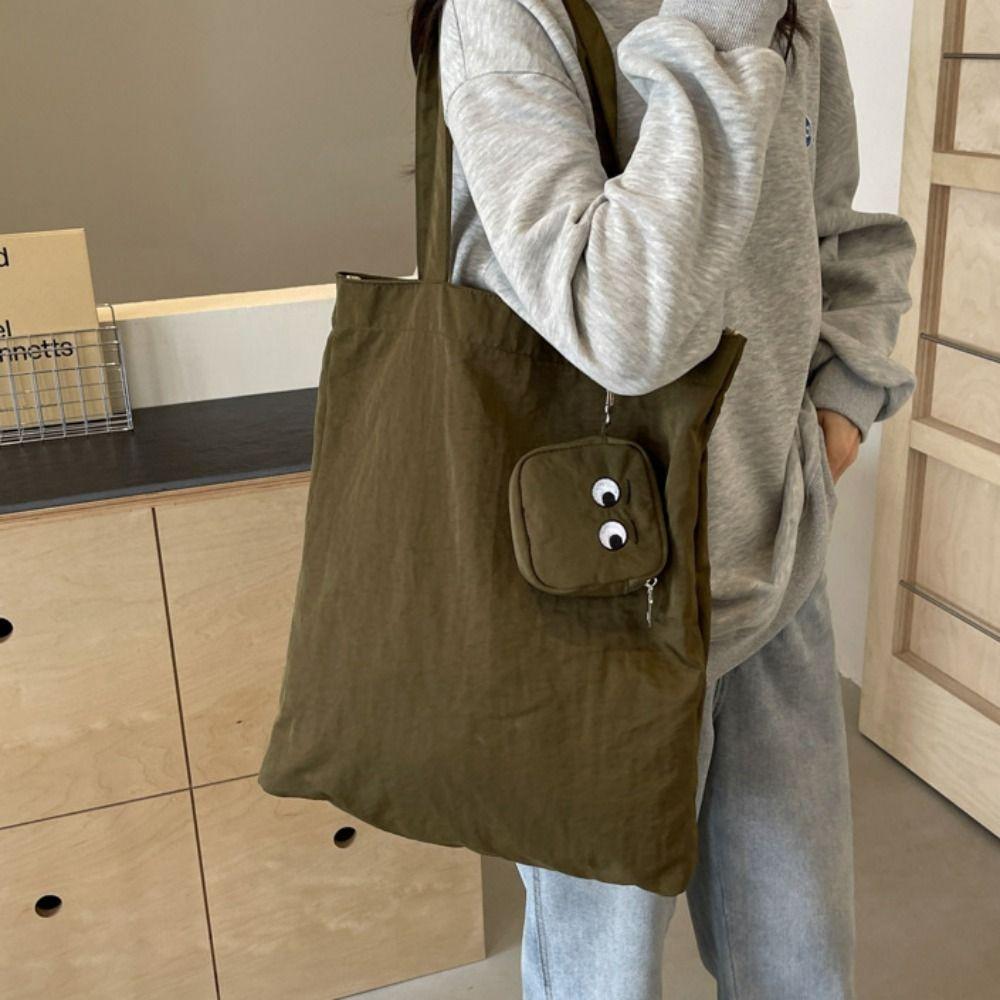 With Storage Bag Solid Color Shoulder Bag Shopping Bag Colorful Handbag  Students