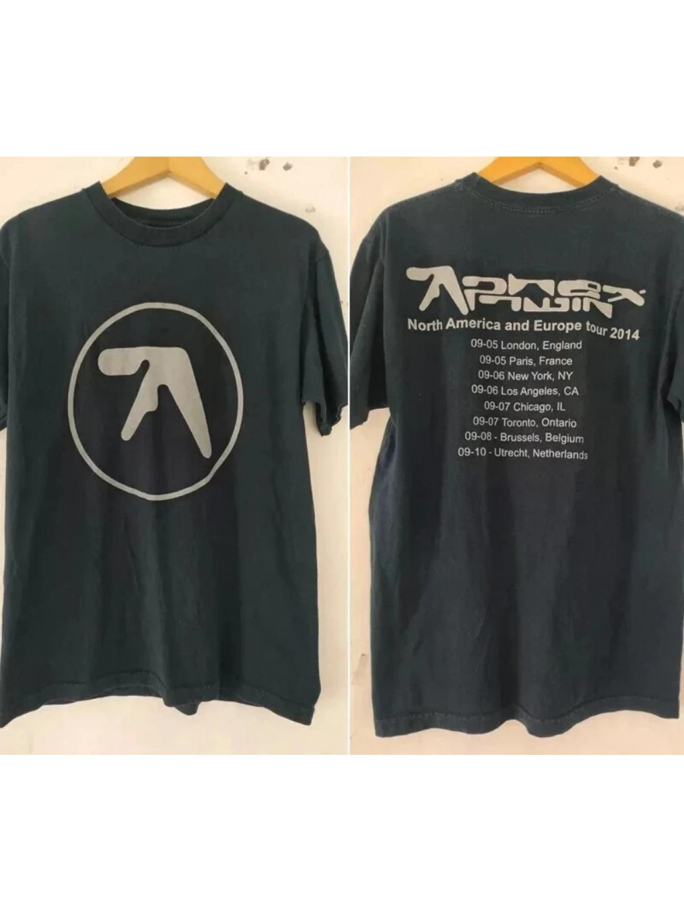 Aphex Twin Face Print T-Shirt- Black Casual Short-Sleeve T-Shirt XXXL