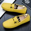 Men Yellow Suede Loafers Horse Bit Buckle Slip On Driving Shoes Casual Business Moccasins Breathable Loafers for Men