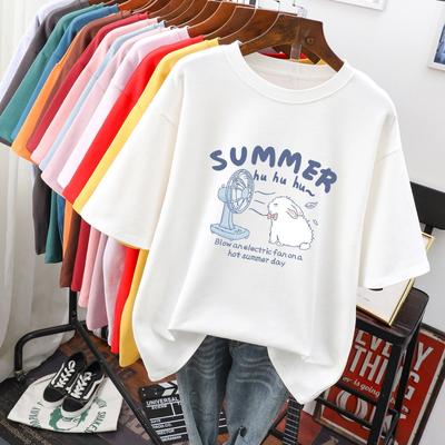 Women Cotton L-5XL T Shirt Plus Size Tshirt Short Sleeve Women Top Summer Cartoon Print Couple O Neck Oversized T Shirts