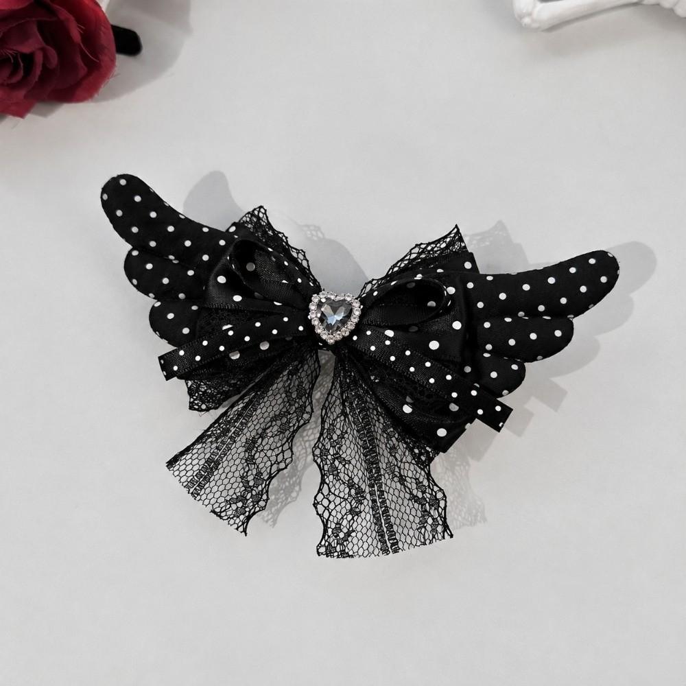 Lace Trim Lace Bow Hair Clip Angel Wings Lolita Hair Accessories Gothic Hairpin for Girls