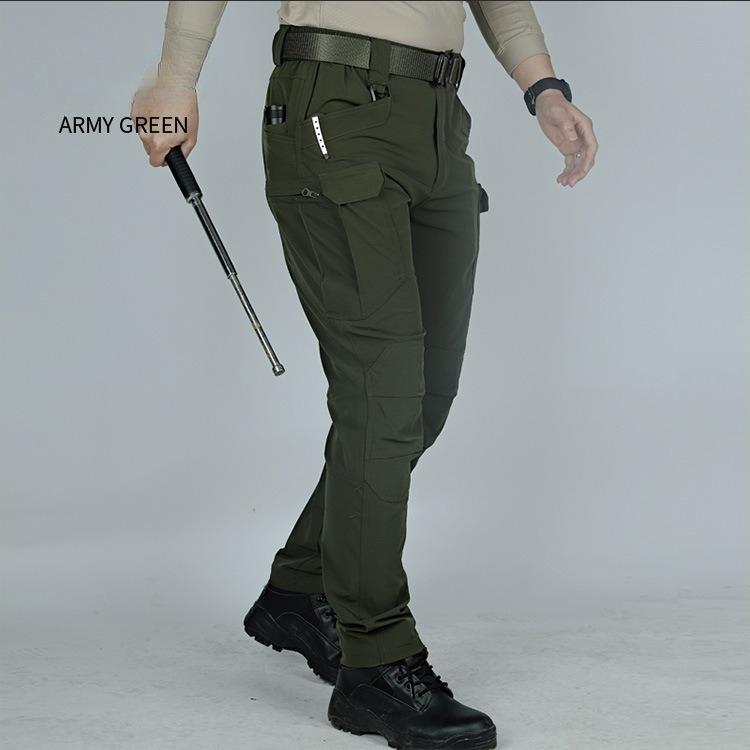 

Еластичні робочі штани, дихаючі тренувальні штани для вулиці, міцні штани у військовому стилі з багатьма кишенями 3XL армія зелений колір