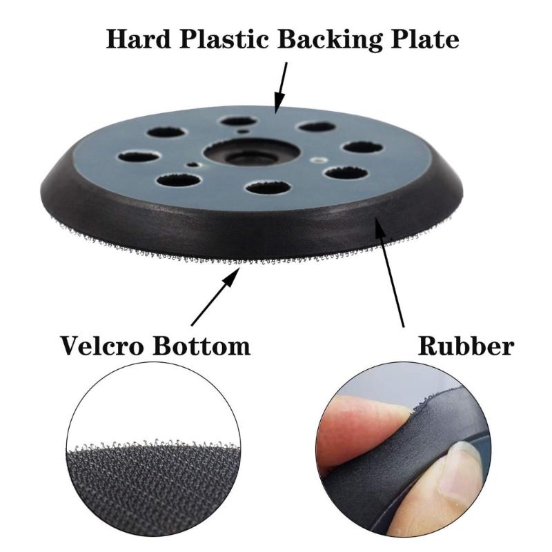 Disco de lijado para pulir coche de plástico resistente de 5 pulgadas con 8 agujeros para recogida de polvo para lijado eficaz con herramienta eléctrica