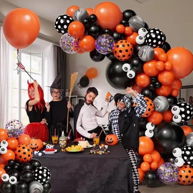 Halloween Orange Black Eyeball Latex Balloon Wreath Set Ghost Festival Arrangement Children'S Birthday Photo Props