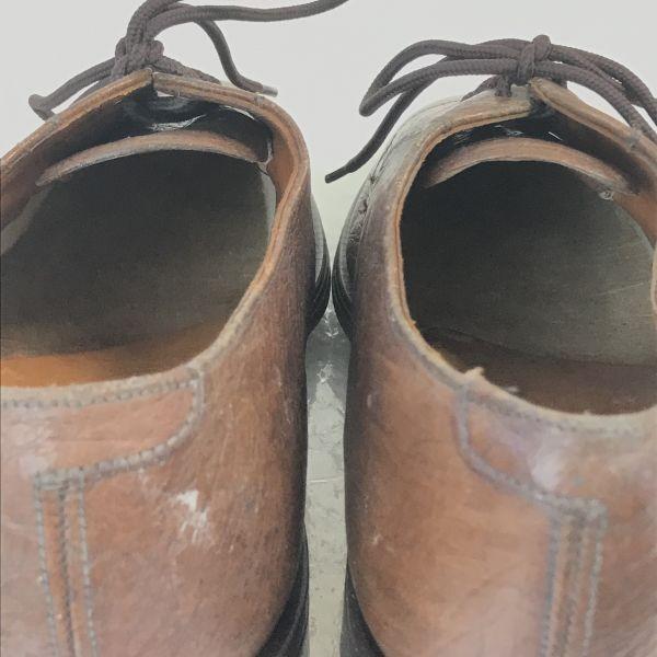 England Vintage KF Goodyear Pebbled Leather Plain Toe Dress Shoes 7 25.5cm Brown(USED)