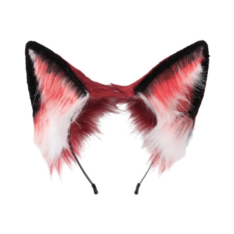 Anime-Cosplay Props Foxes Ears and Tail Set Plush Furry Animal Ears Hairhoop with Foxes Tail Fancy-Dress Party Costumes