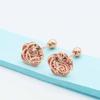 585 Purple Gold Plated 14K Rose Gold Geometric Flower earrings for women fashion glamour ear studs classic jewelry