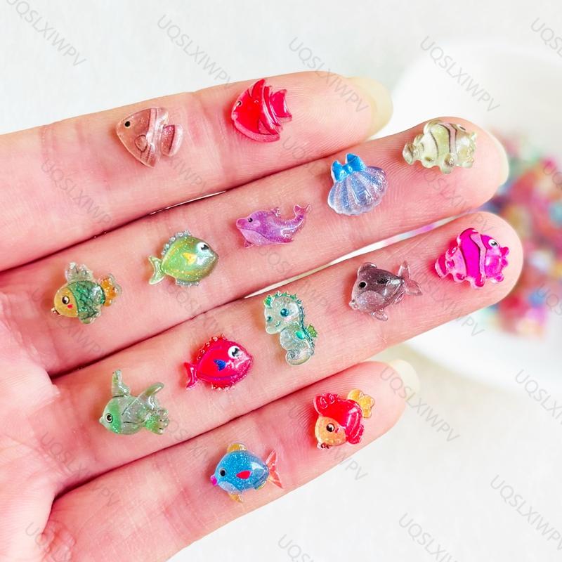 55Pcs New Cute Cartoon Ocean Fish Resin Flat Back Cartoon Scrapbook Diy Decoration Earrings Accessories Crafts A152