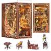 MiniCity DIY Book Nook Kit Dollhouse Kit 3D Miniature House Kit BookNook Wood Craft Bookend Decoration with LED for Teens and Great Gift Day At