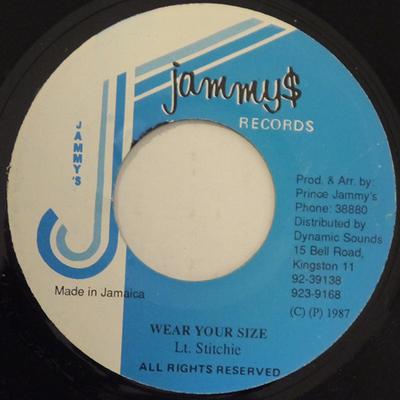 7inch Record LIEUTENANT STITCHIE  Wear Your Size NONE Jammys Records 1987 Jamaica Reggae Ska  Dub Used