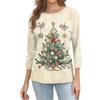 Top casual da donna con stampa natalizia e maniche a tre quarti