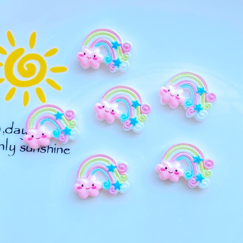 20Pcs New Cute Mini 16*21mm Rainbow Series Flat Back Resin Cabochons Scrapbooking DIY Jewelry Craft Decoration Accessorie