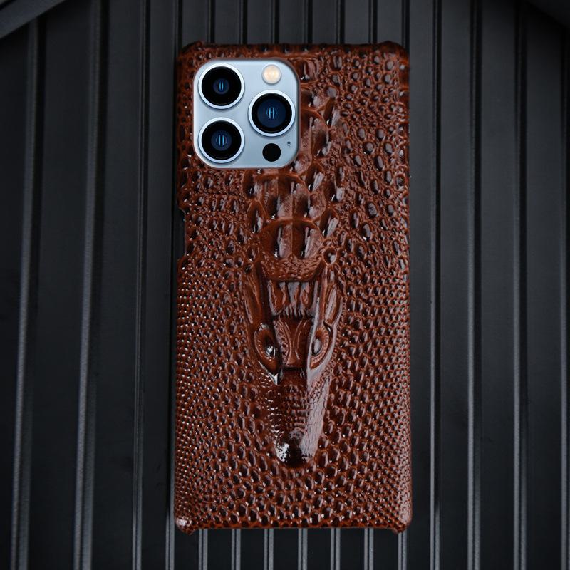 

Чехол из натуральной кожи для Apple 14, iPhone 13 Pro, 11 Pro Max, X - дизайн под крокодила, 3D-шпон - цельный iPhone 15 Pro