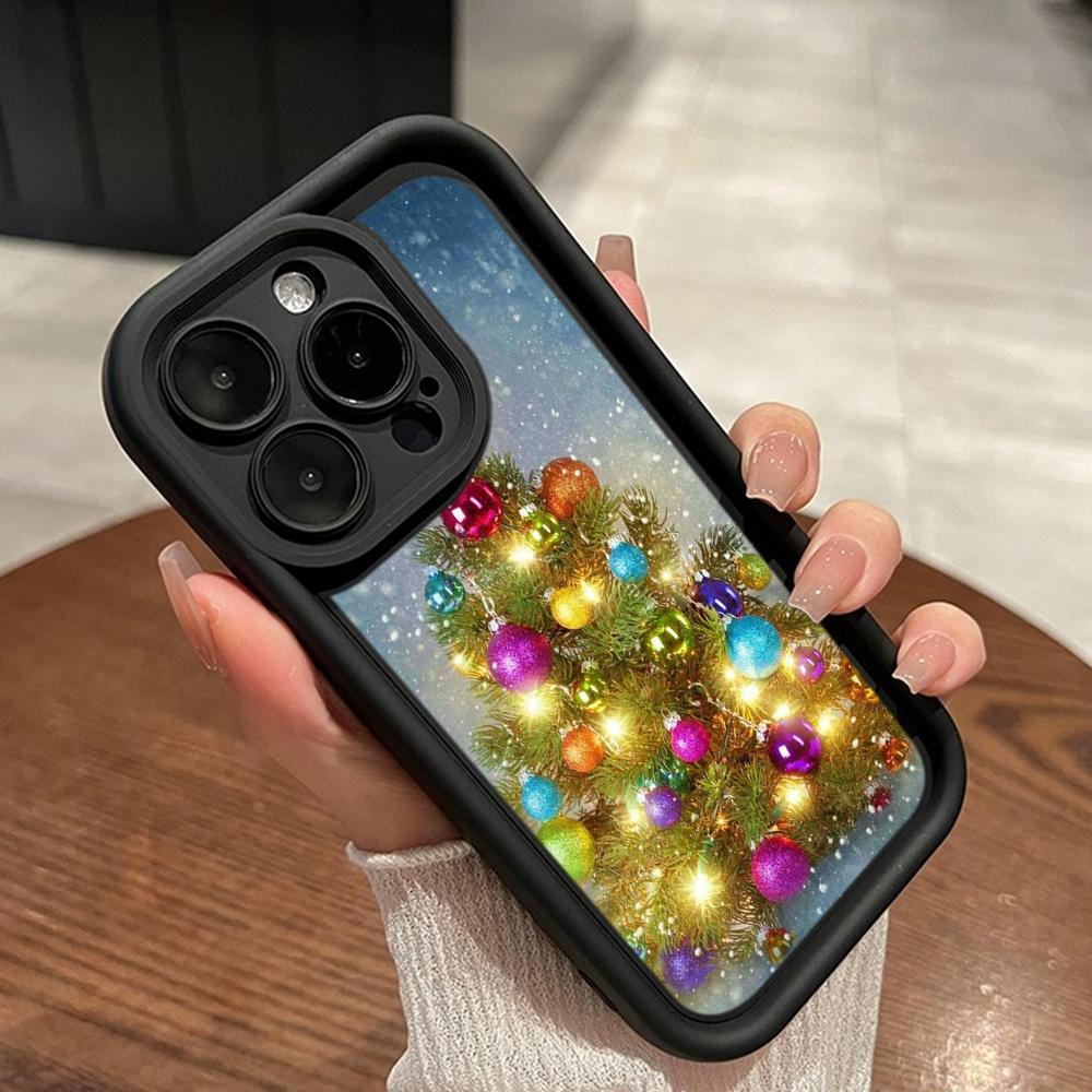 Ae114 Merry Christmas Christmas Tree Art Phone Cases for iPhone 16 14 13 11 Pro Max 15 7 8 6s Plus 12 Mini XR XS Max Angel Eye Ladder Protective Cover