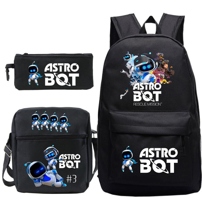 Astro Bot Printed Fashion Children's Backpack Cross-border Large-capacity Primary and Secondary School Student Casual Schoolbag Set