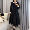 Early autumn skirt, new black French dress, women's spring and autumn dress, fake two-piece waist dress