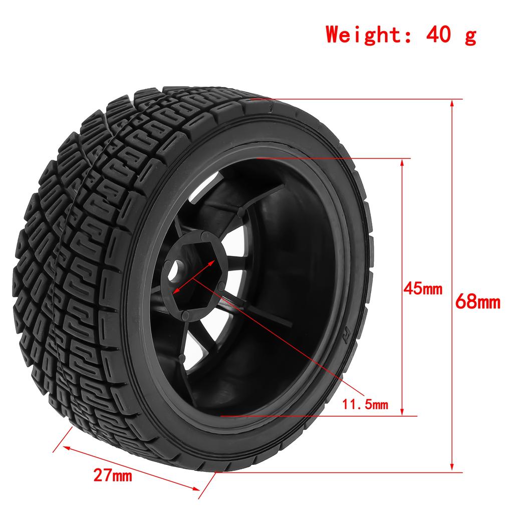 4pcs carro de corrida com controle remoto 68 * 45 * 27mm pneus em substituição de pneu de estrada para Tamiya TT01 TT02 XV01