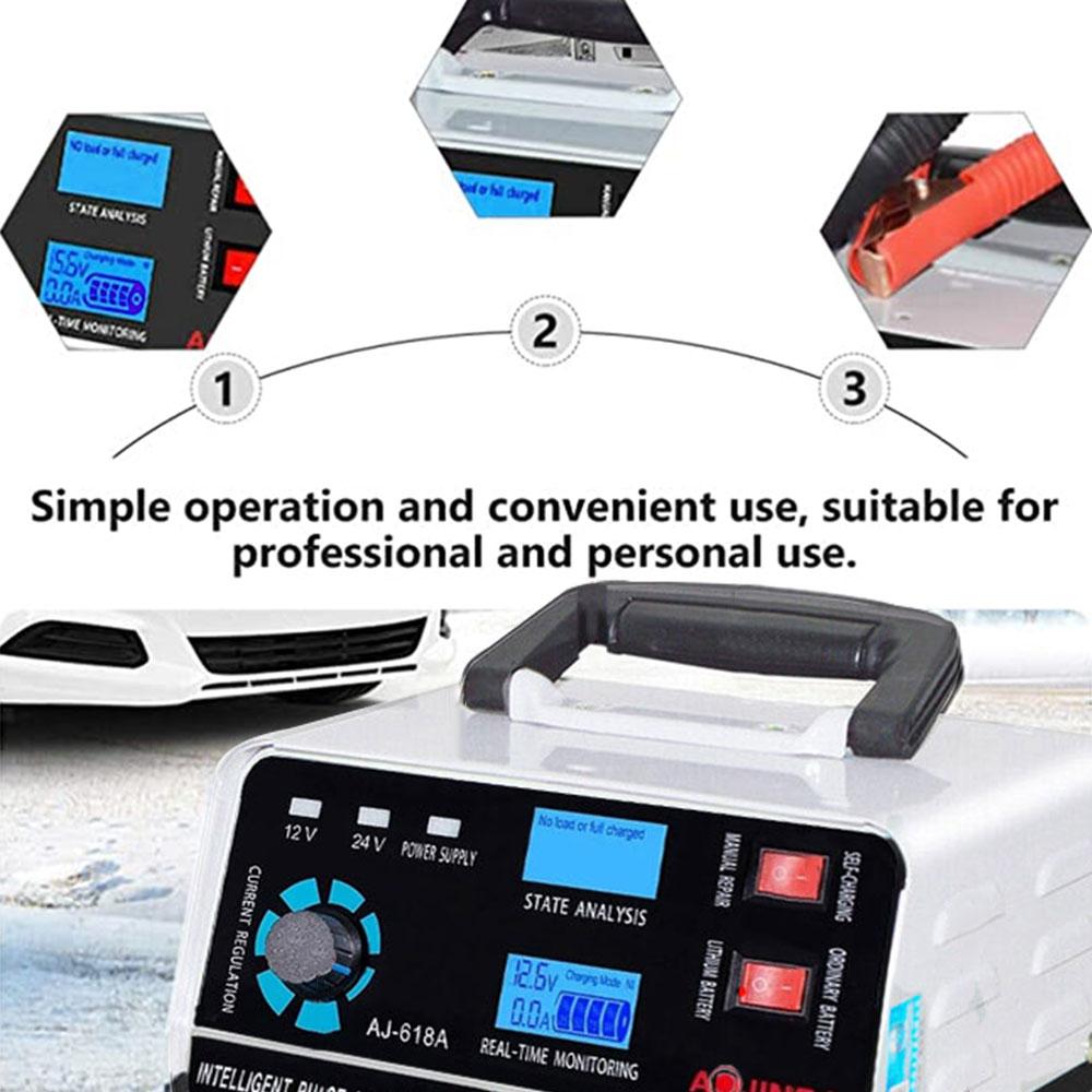 12V/24V 400W Smart Car Battery Charger Automatic Pulse Repair Boat Trickle