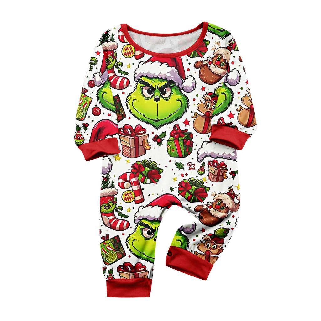 Christmas Print Cute Family Set Pajamas, Home Clothes, Family Set Long Sleeve Top Pants Set