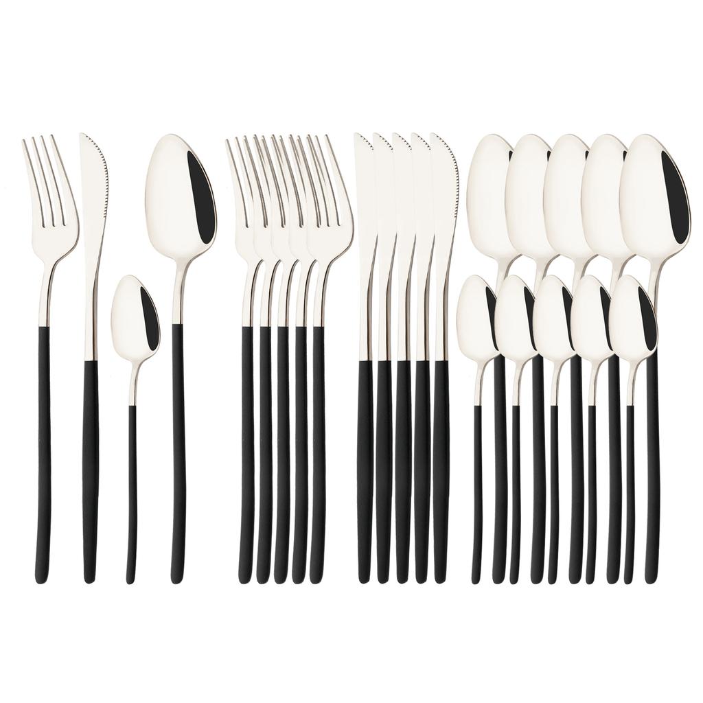 Rainbow 18/10 Stainless Steel Dinnerware Set Kitchen Flatware Tableware Sets Knife Fork Spoon Tea Spoon Cutlery Set Service for 6