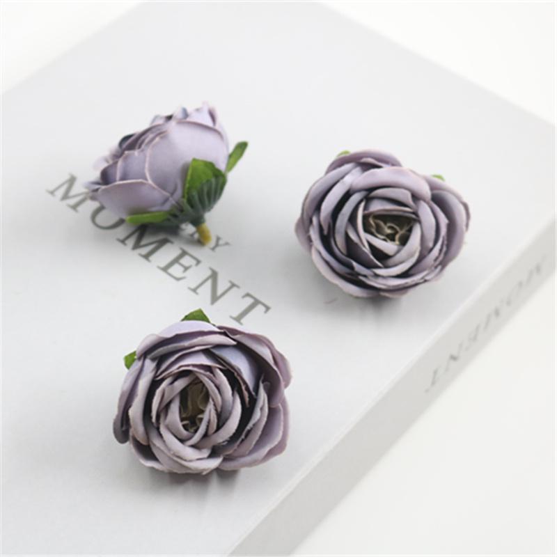 Retro Rolled Edge Silk Rose Flower, Artificial DIY Material for Gift Box, Decoration, and Wedding Arrangement