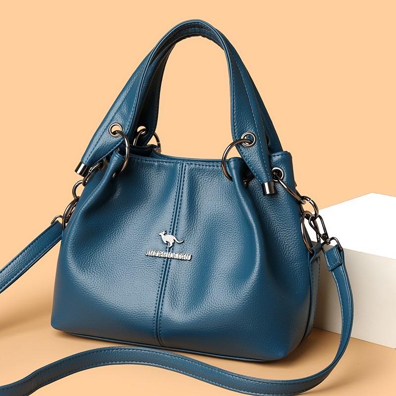 Bolsa Balde Feminina em Couro Texturizado Alça Ajustável Bolsa de Mão Feminina Elegante Bolsa de Ombro