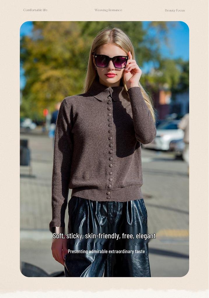 Women's Elegant Cashmere Button Cardigan - Slimming, Fashionable, Versatile Autumn/Winter Knitwear