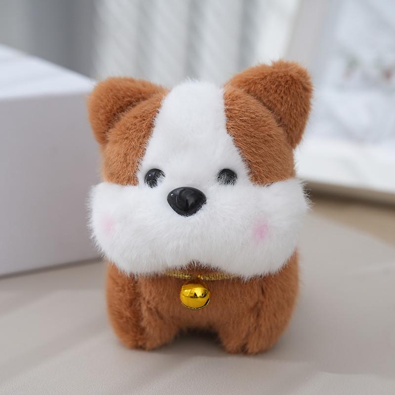 Adorable Plush Dog Keychain Pendant Soft Stuffed Toy Cute Blue And Brown Designs