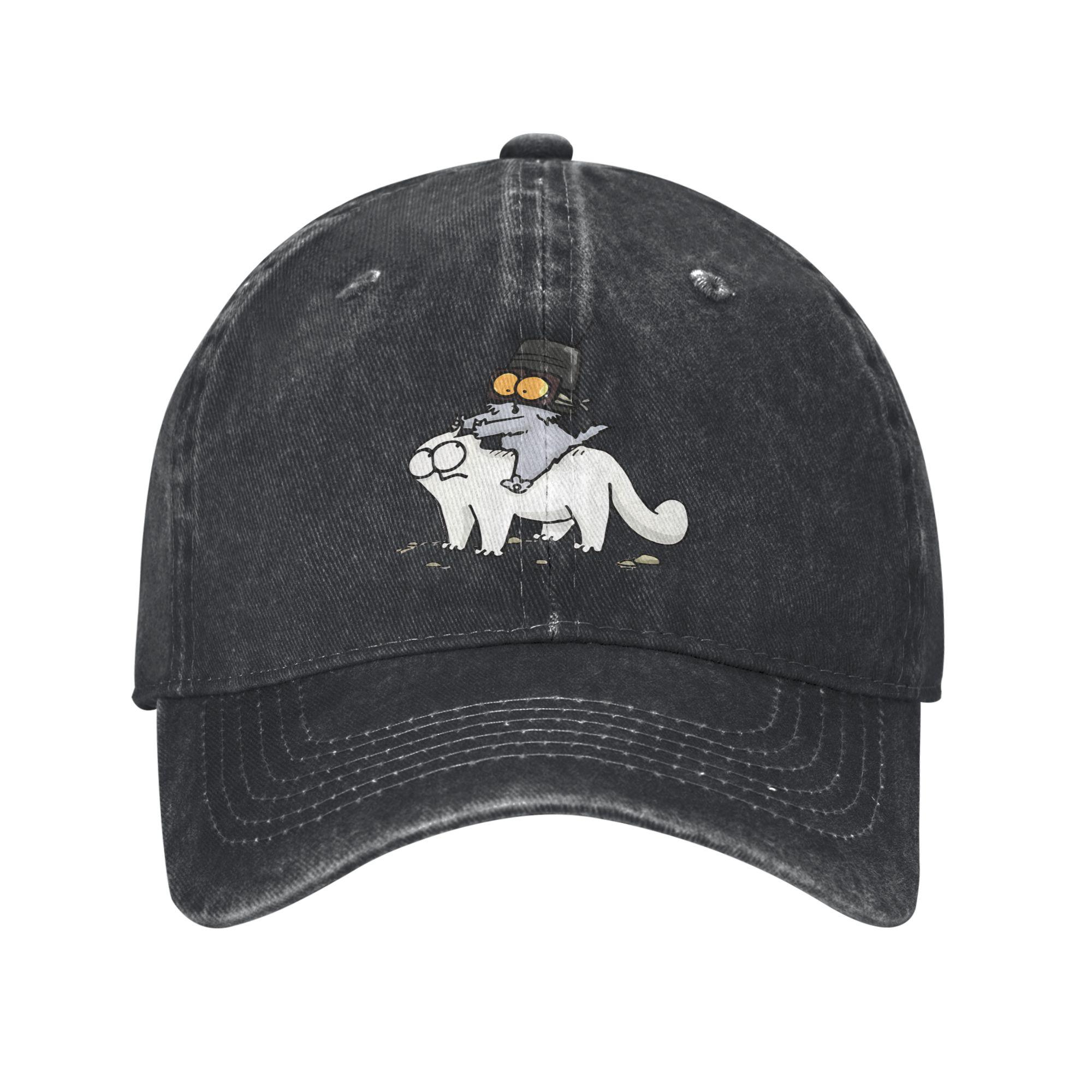 

Summer Simons Cat Baseball Cap Sun Sunscreen Custom DIY Washed Trucker Hat Men Adult Fashion Outdoor Sport Baseball Caps One Size