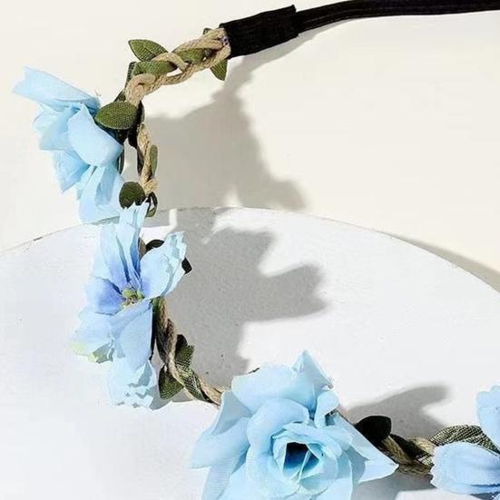 Bridal Flower Crown Boho Artificial Flower Crown Elastic Strap Hair Wreath Holiday Wedding Floral Headband for Bridesmaids Flower Girls