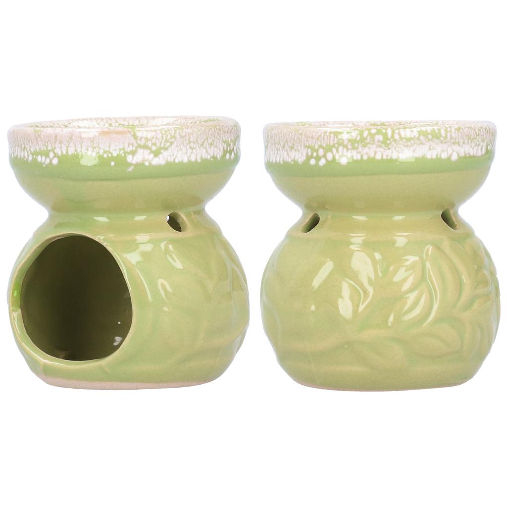 2pcs Essential Oil Burner Ceramic Incense Burner Decorative Aromatherapy Stove FurnaceGreen