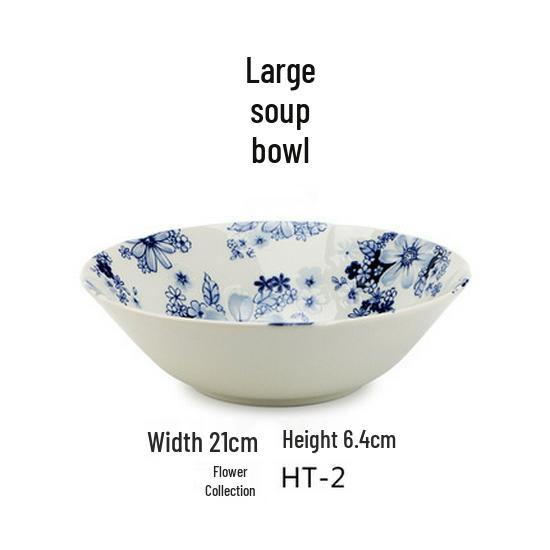Mino Ware Hand-Painted Blue and White Ceramic Bowl - Japanese Embossed Tableware for Sushi and Soup.