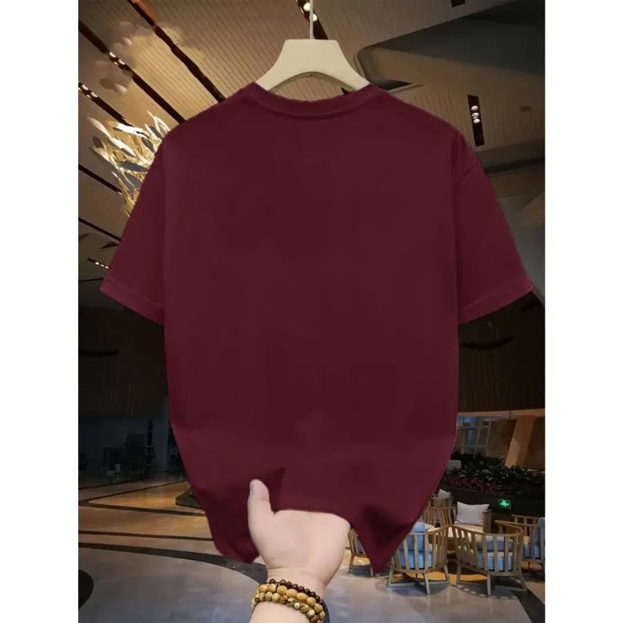 Men Casual Cotton T-Shirt Crew Neck Short Sleeve Tee, All-Season Comfort Sports Top - Regular Fit for Adults