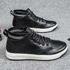 Single Cotton Men's Leather Martin Boots of the Same Style, Piled and Thickened Warm Casual Versatile Sports Shoes, High-top Casual Shoes