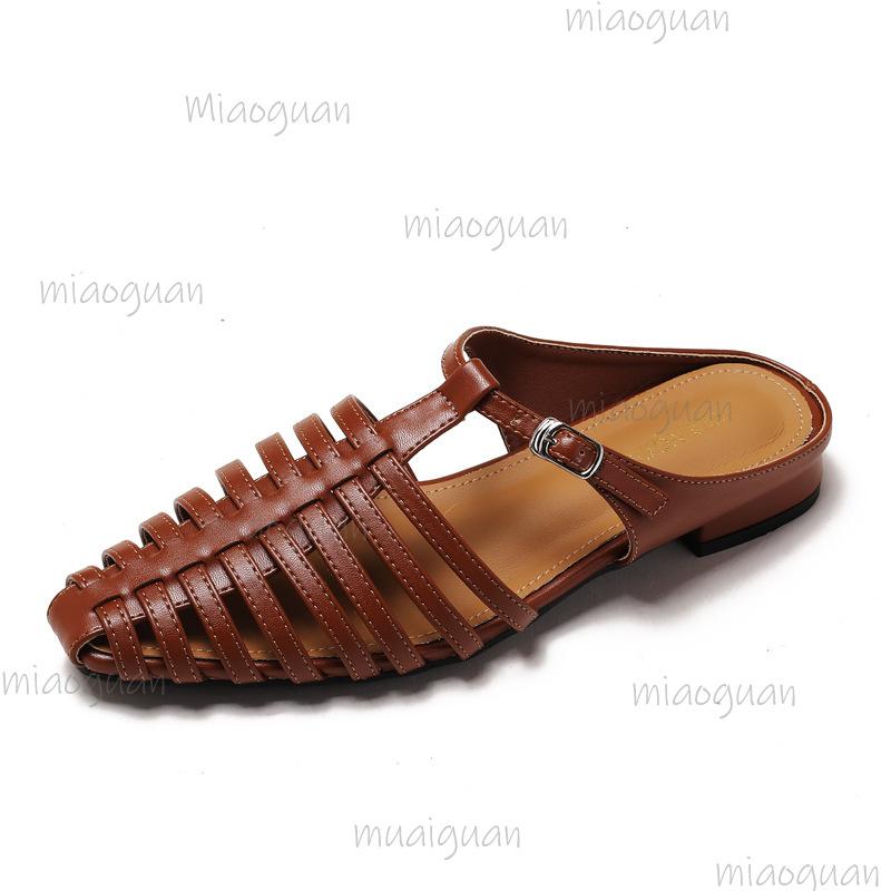 2026 Summer New Women's Roman Gladiator Sandals PU Leather Woven Slip on Slippers Low Heel Sandalias De Mujer Size 35 43 Zapatos