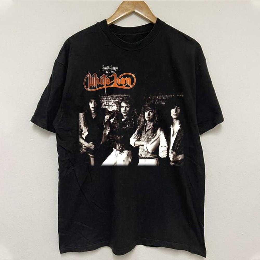 

New Rare White Lion Band Gift Family Black S-5XL T-Shirt(black wbr/ new Unisex T-Shirt XXXXL