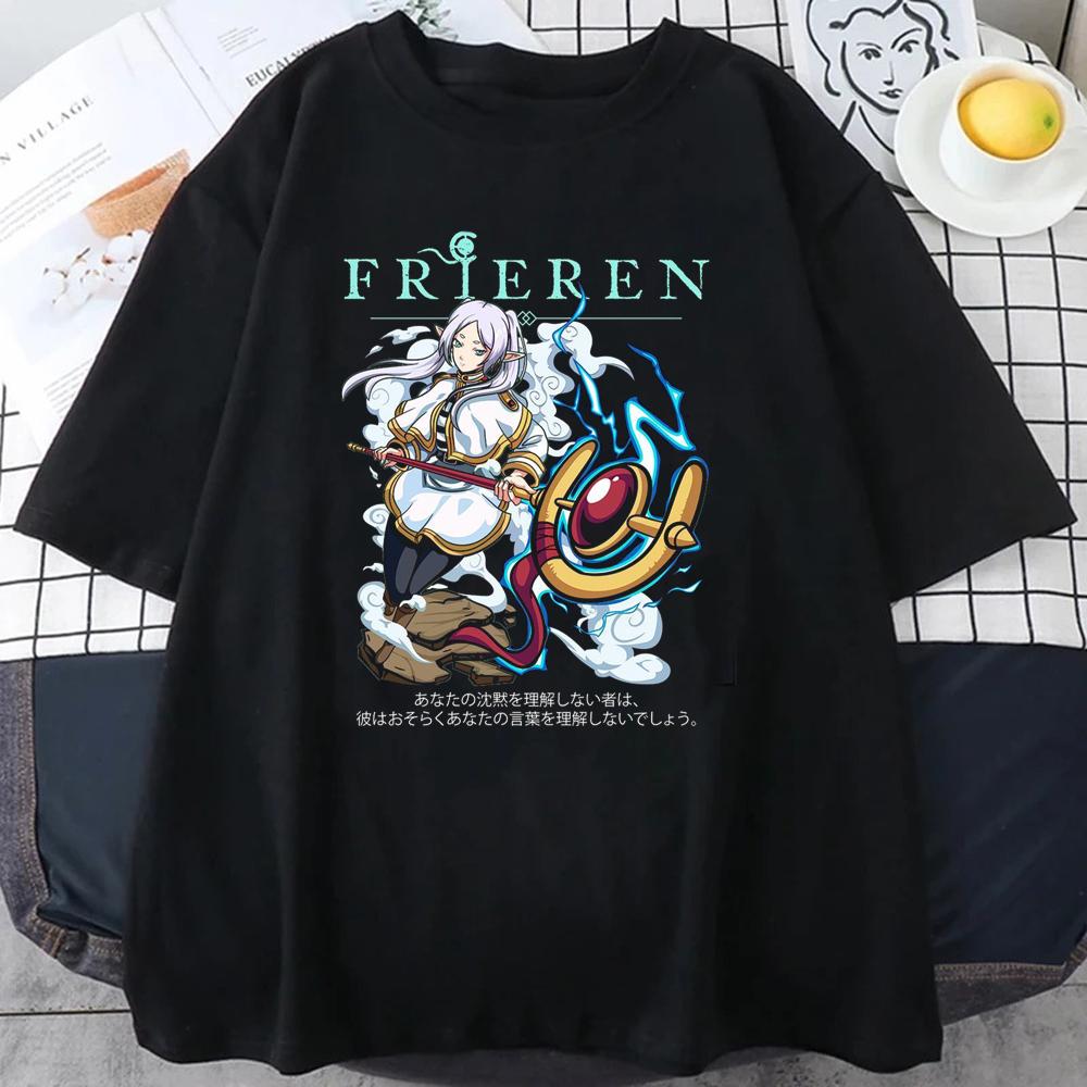 

2026 Frieren TShirt Unisex Cartoon Tshirt Short Sleeve Women Beyond Journeys End Anime Clothing TShirt Cotton Tees Top 3XL