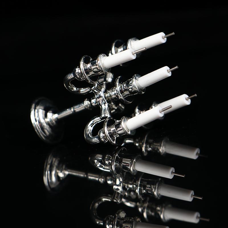 1Set Puppenhaus Miniatur Kerzen Und Leuchter Kuchen Kerzenhalter Topper