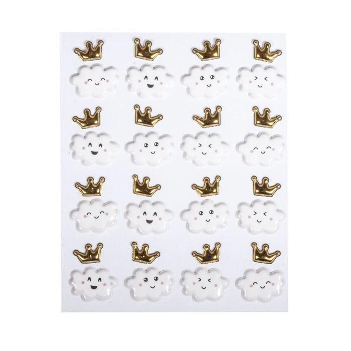 Stickers puffy Petits nuages heureux et couronnes