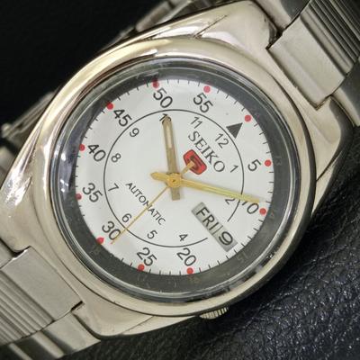 RELOJ DE HOMBRE SEIKO 5 AUTOMÁTICO VINTAGE GENUINO USADO JAPONÉS ESFERA BLANCA a433700-2
