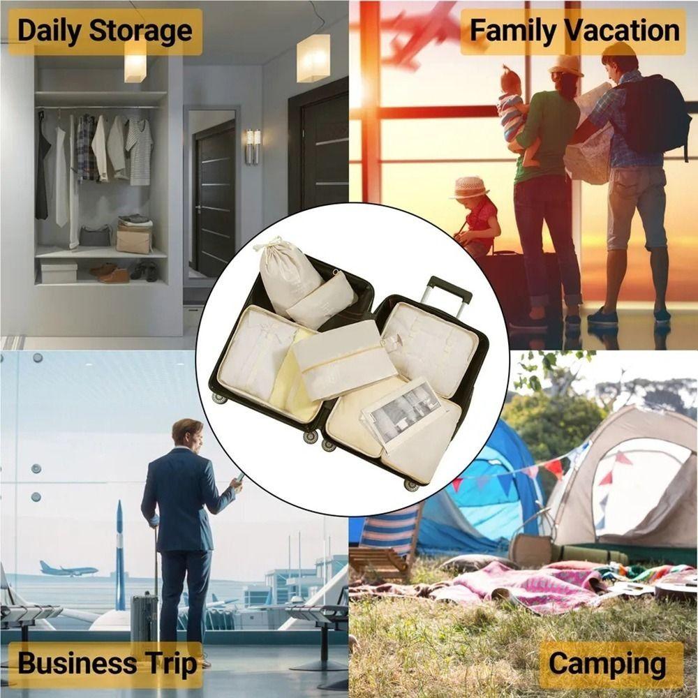 7 Pcs Set Large Capacity Travel Organizer Set with Zipper Folding Suitcase Packing Cubes Clothes Shoe Pouch Underwear Storage