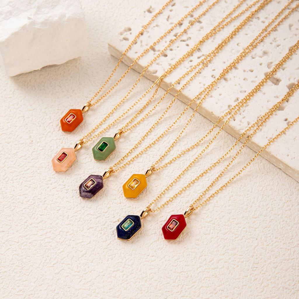 Eco-friendly Natural Stone Hexagonal Energy Necklace for Women