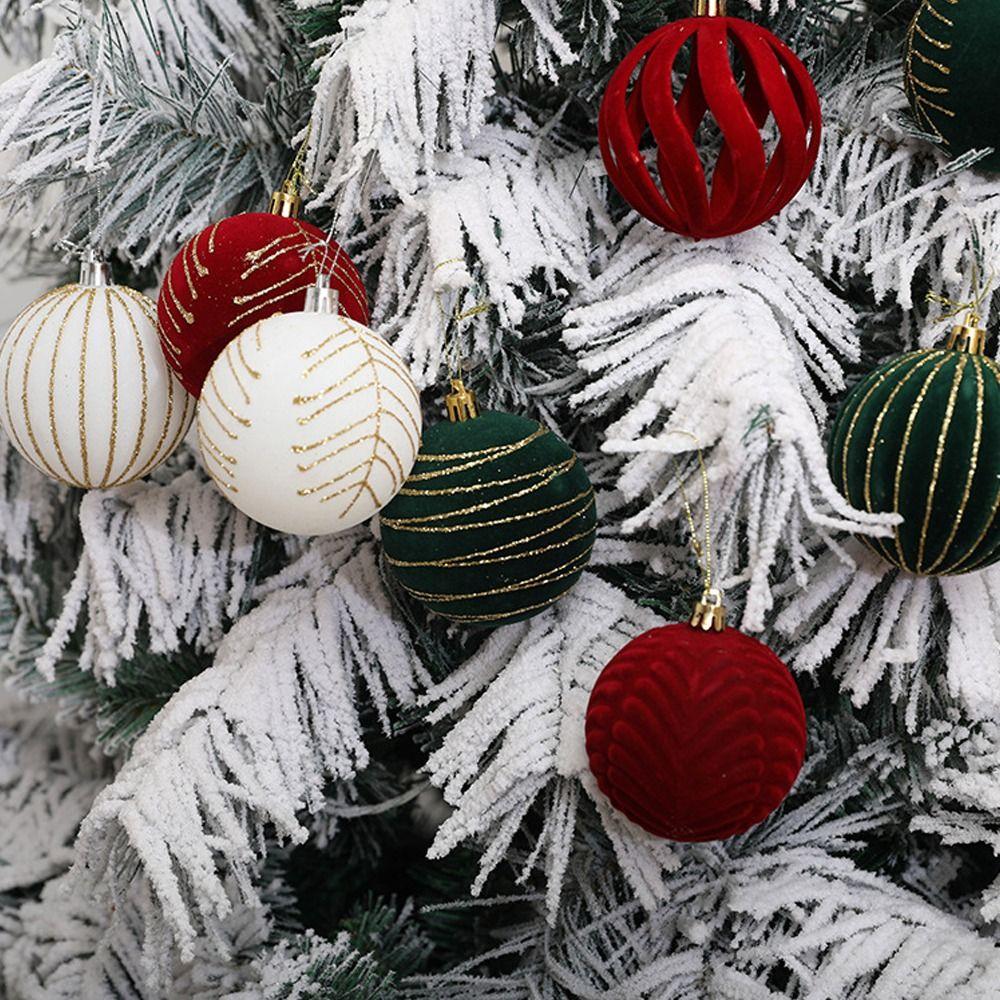 6pcs 8cm Christmas Pendant Ball Cartoon Christmas Tree Hanging Decoration Home Xmas Decor