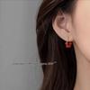 2023 Light Luxury Red Bead Stud Earrings for Women - 925 Sterling Silver
