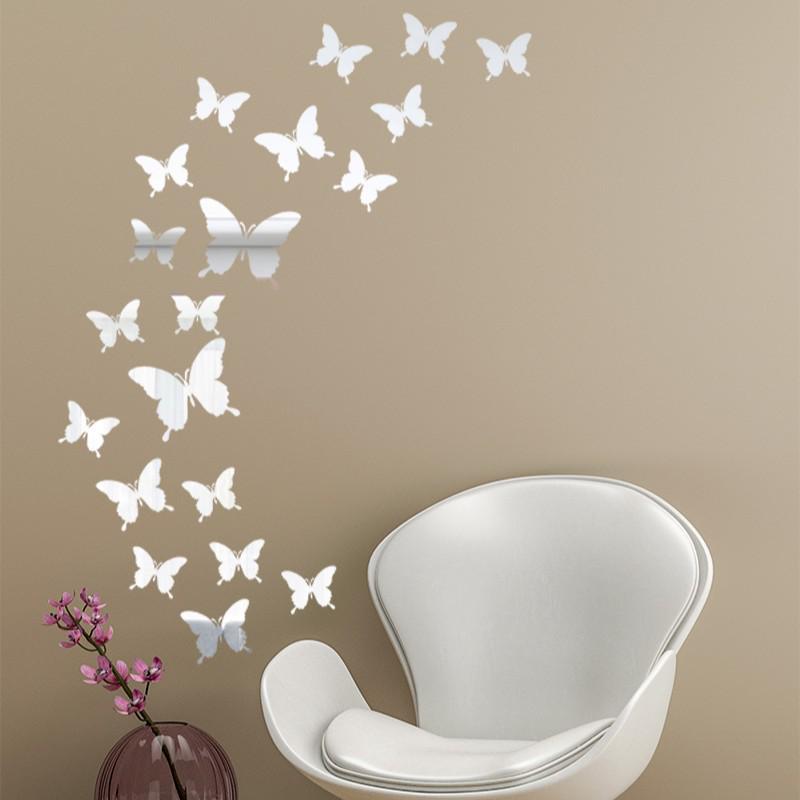 Butterfly Crystal Mirror 3D Wall Sticker for Bedroom or Living Room Decoration