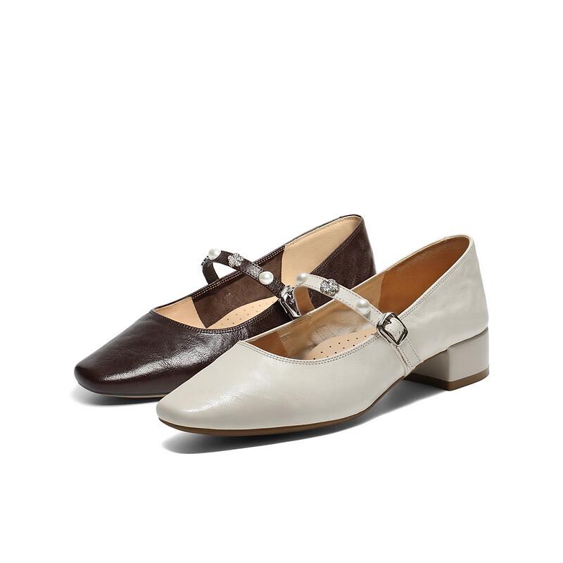 Belle Women's Sheepskin Retro Mary Jane Flats