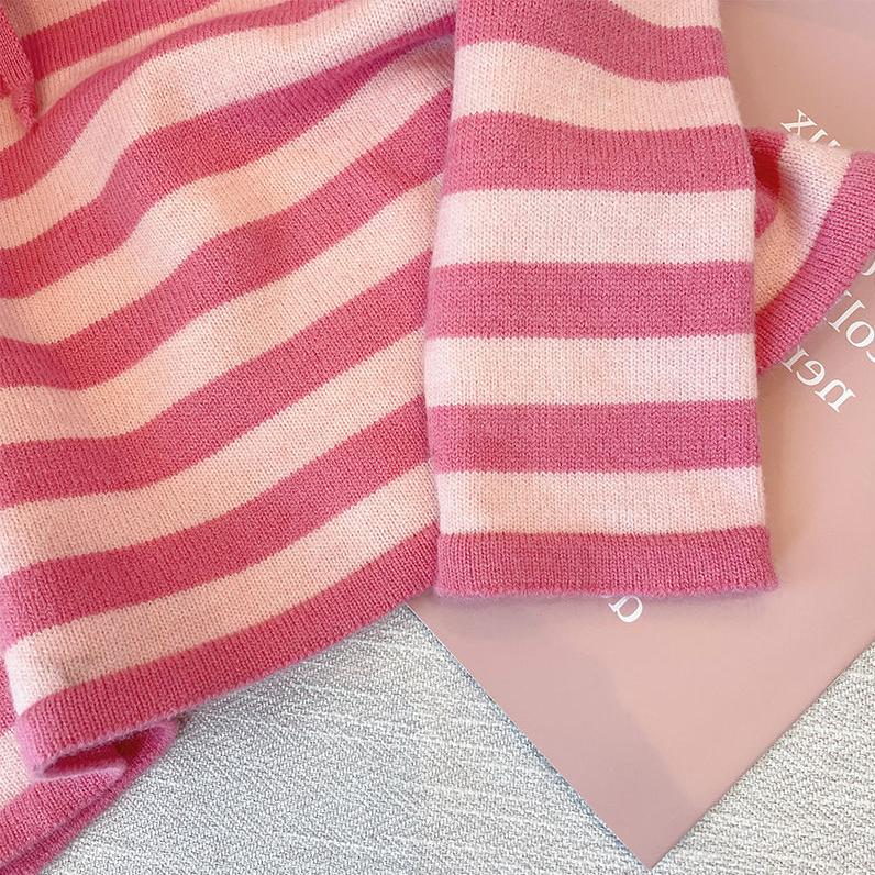 Striped Hooded Pullover Sweater Female 2022 Autumn and Winter Knit Sweater Casual Long Sleeve Pullover Sweater Female Tops