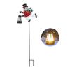 Christmas Solar Light Outdoor Snowman Lawn Light Waterproof Metal Snowman Holding Lantern Garden Light with Stake for Patio Yard Pathway Holiday Decor