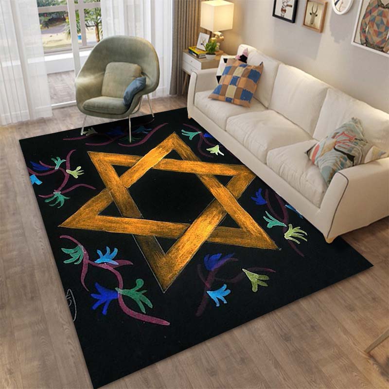 Sechszackiger Stern Davidstern Muster Teppich für Schlafzimmer Spielmatten Teppich Schlafzimmer Heimdekor Wohnzimmer Teppich Matte Weihnachtsgeschenk Teppich
